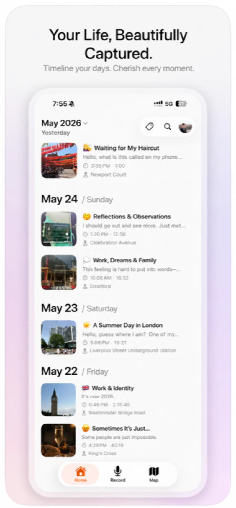 Timeline List — Your life, beautifully captured