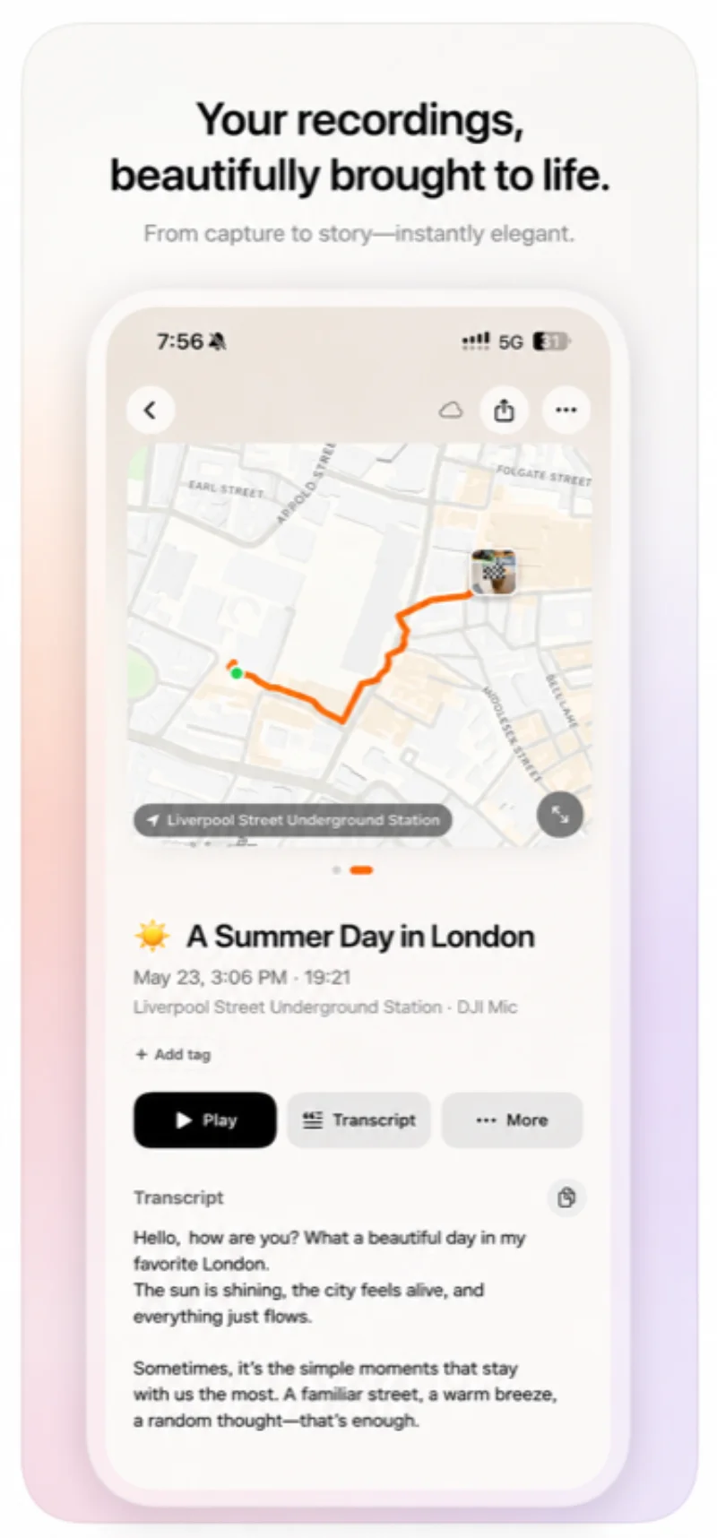 Story Map — Recordings beautifully brought to life