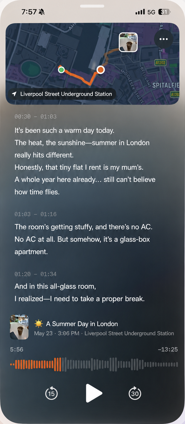 Yuho audio player with a transcript that follows the recording